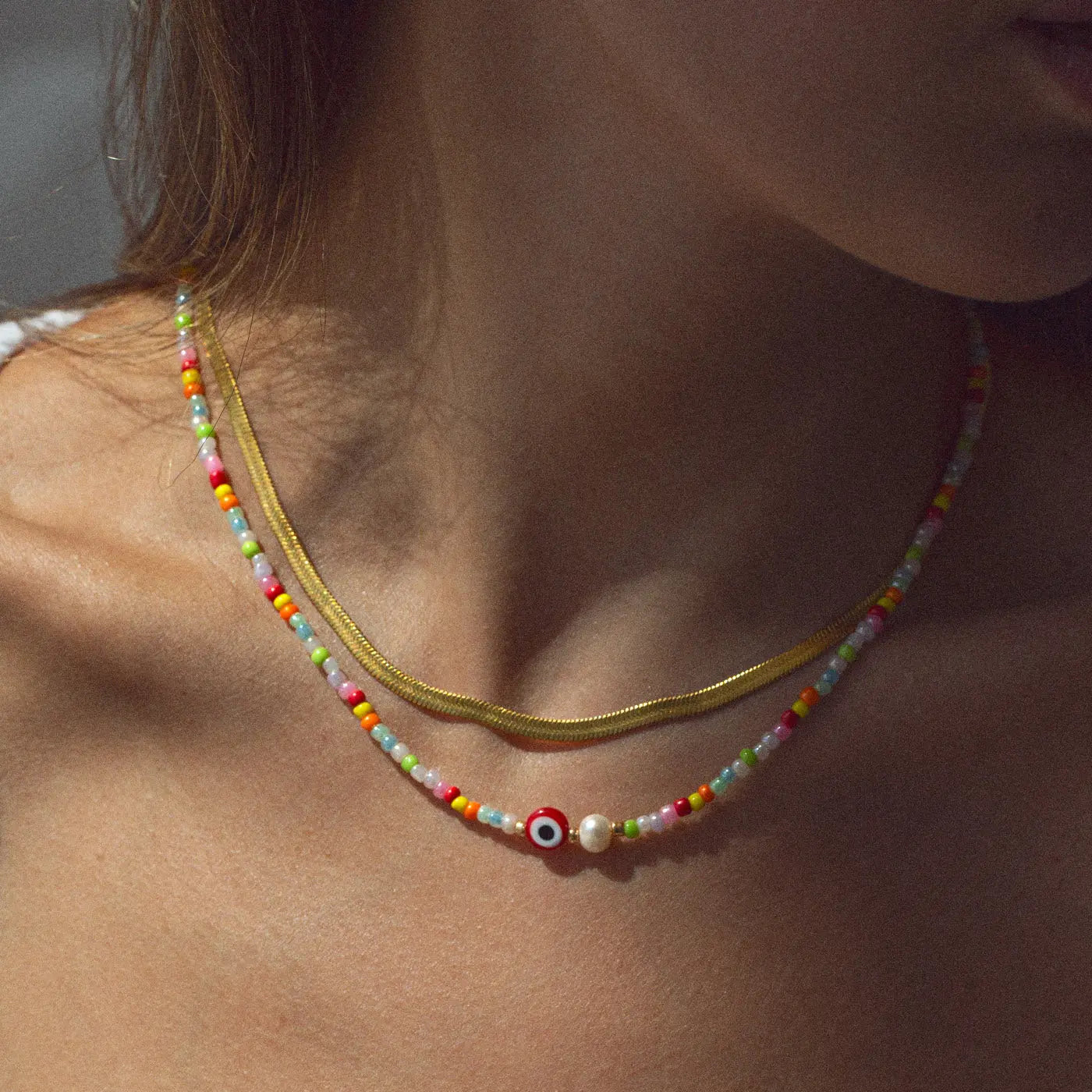 Suzy - Evil Eye Bunte Perlenkette