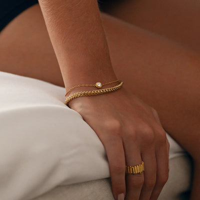 Zoe - Kettenarmband im Makramee-Stil aus Edelstahl