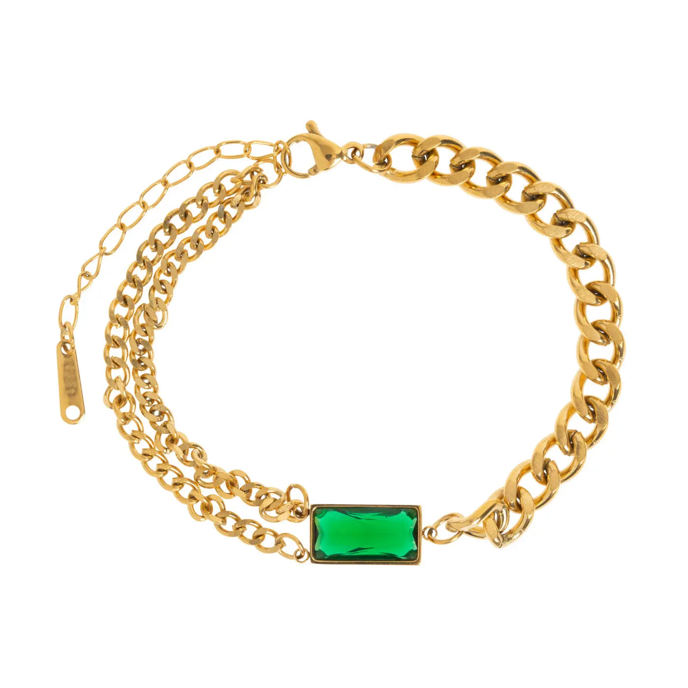Stella - Green Crystal Multi Chain Bracelet Stainless Steel