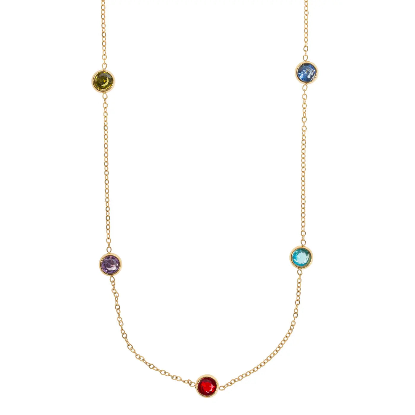 Michelle – Halskette mit in Gold getauchten, mehrfarbigen Kristallen aus Edelstahl