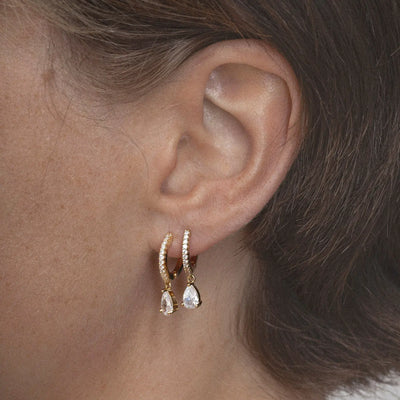 Eliza - Droplet Crystal Hoop Earrings