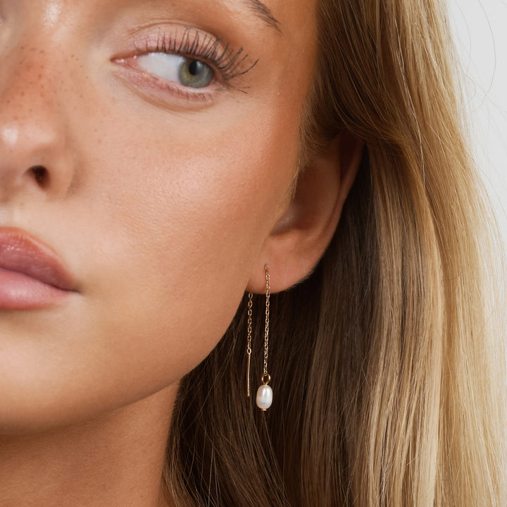 Lucia - Perlenketten-Ohrringe Edelstahl