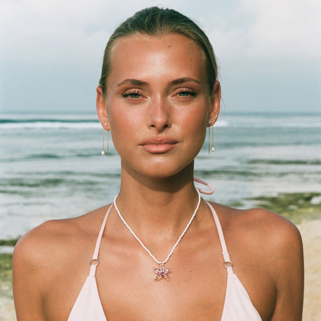 Lucia - Perlenketten-Ohrringe Edelstahl