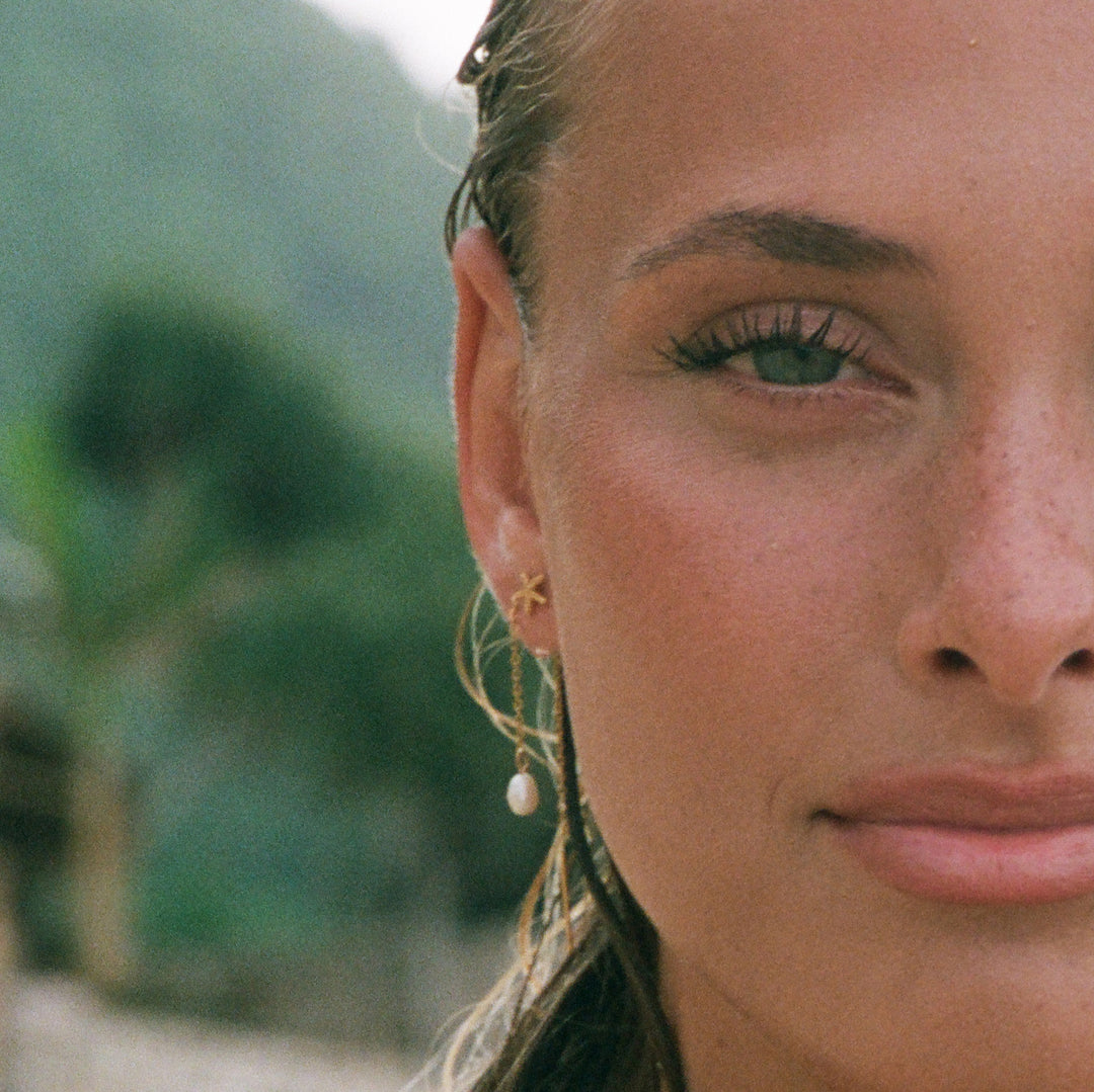 Lucia - Perlenketten-Ohrringe Edelstahl