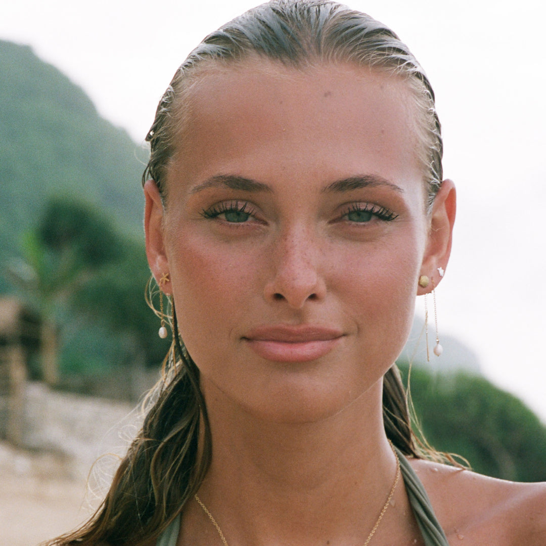 Lucia - Perlenketten-Ohrringe Edelstahl