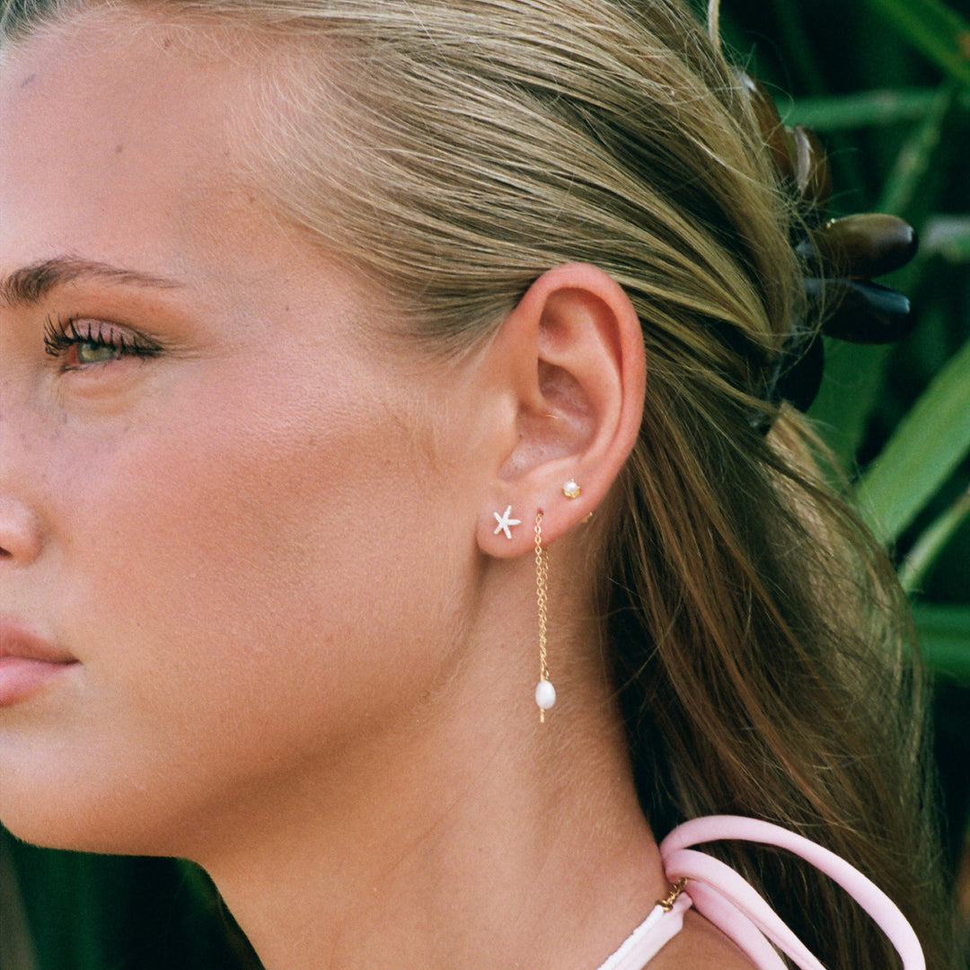 Lucia - Perlenketten-Ohrringe Edelstahl