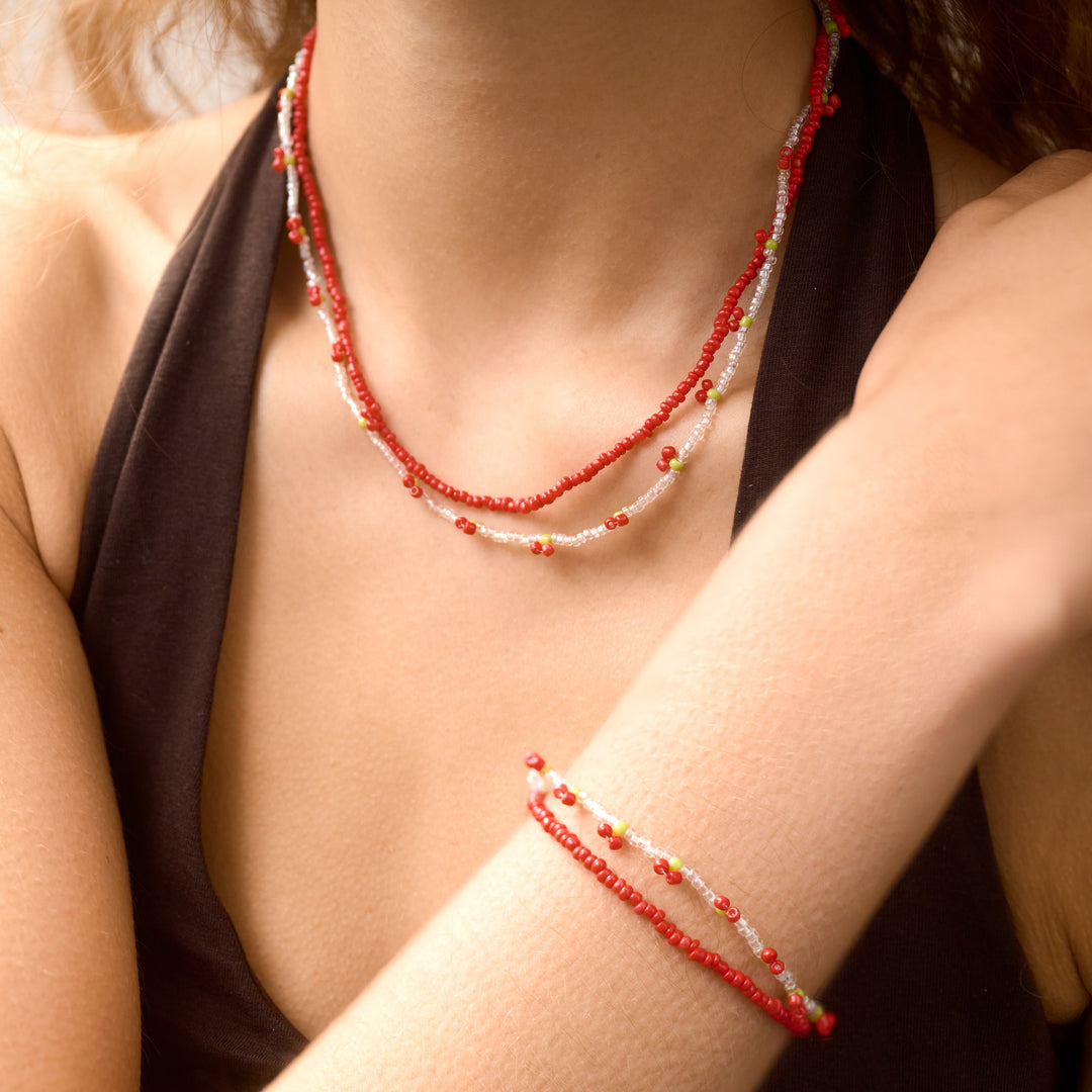 Leonie - Bracelet double perles cerises