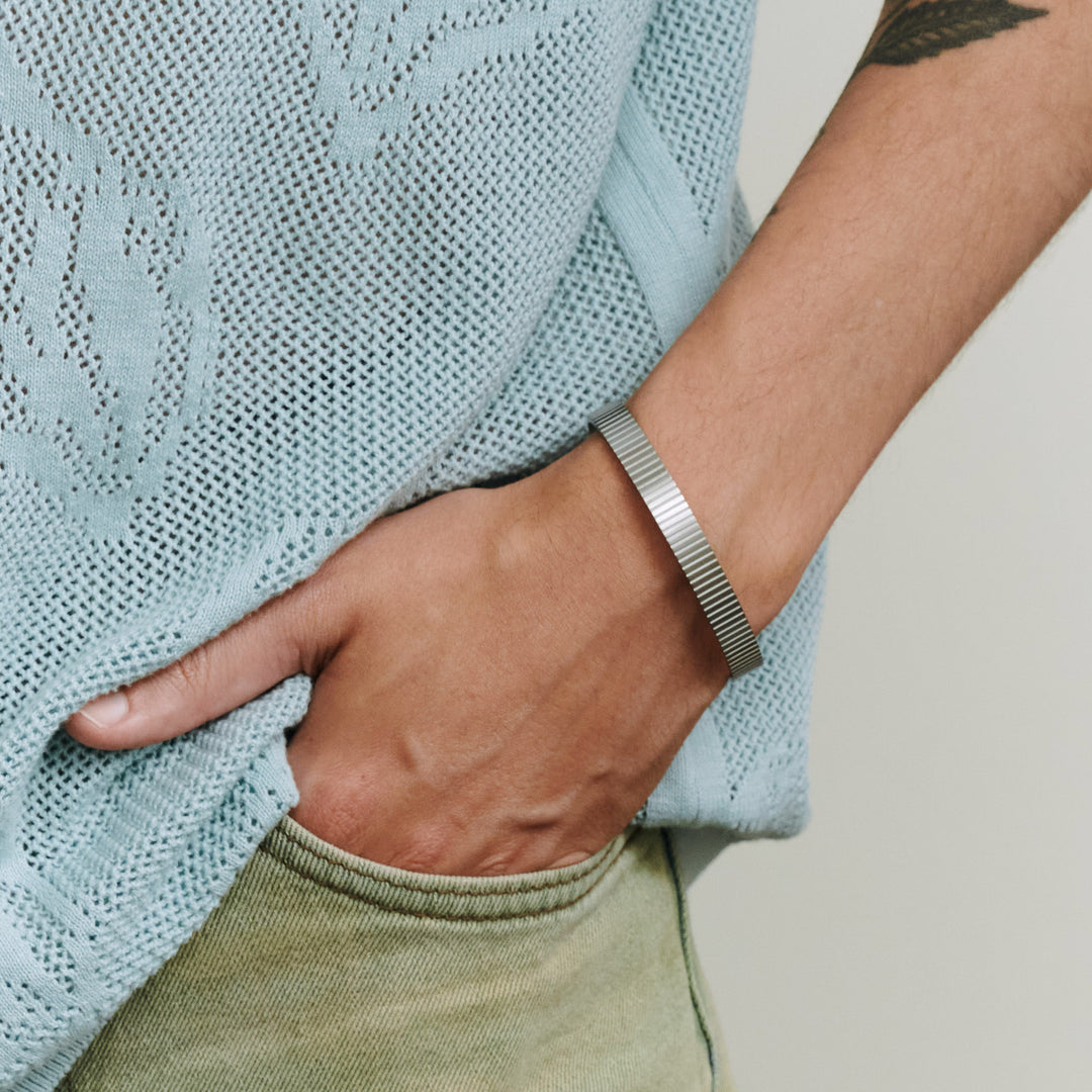 Tage - Bracelet Jonc Cannelé en Acier Inoxydable