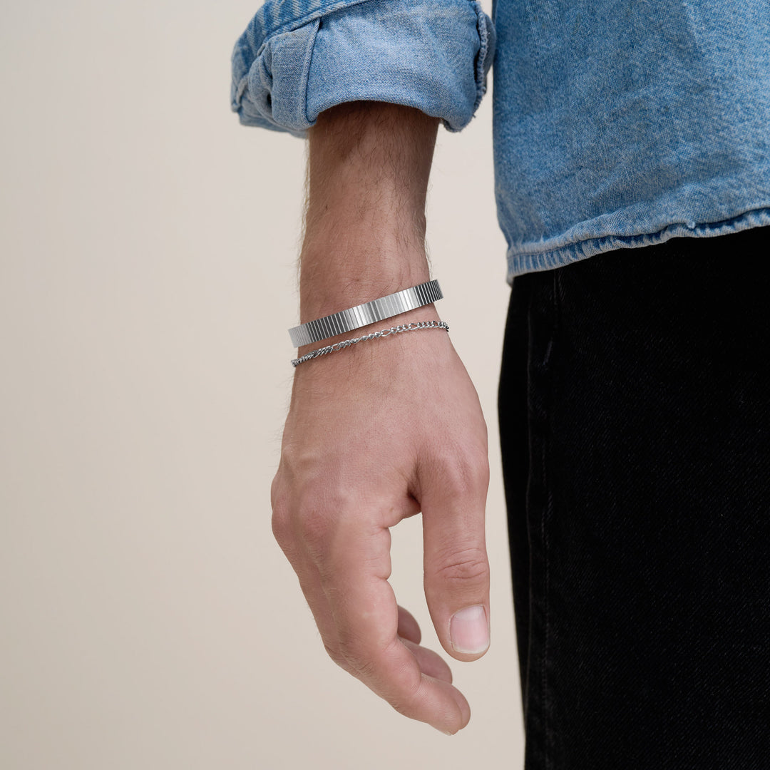 Tage - Bracelet Jonc Cannelé en Acier Inoxydable