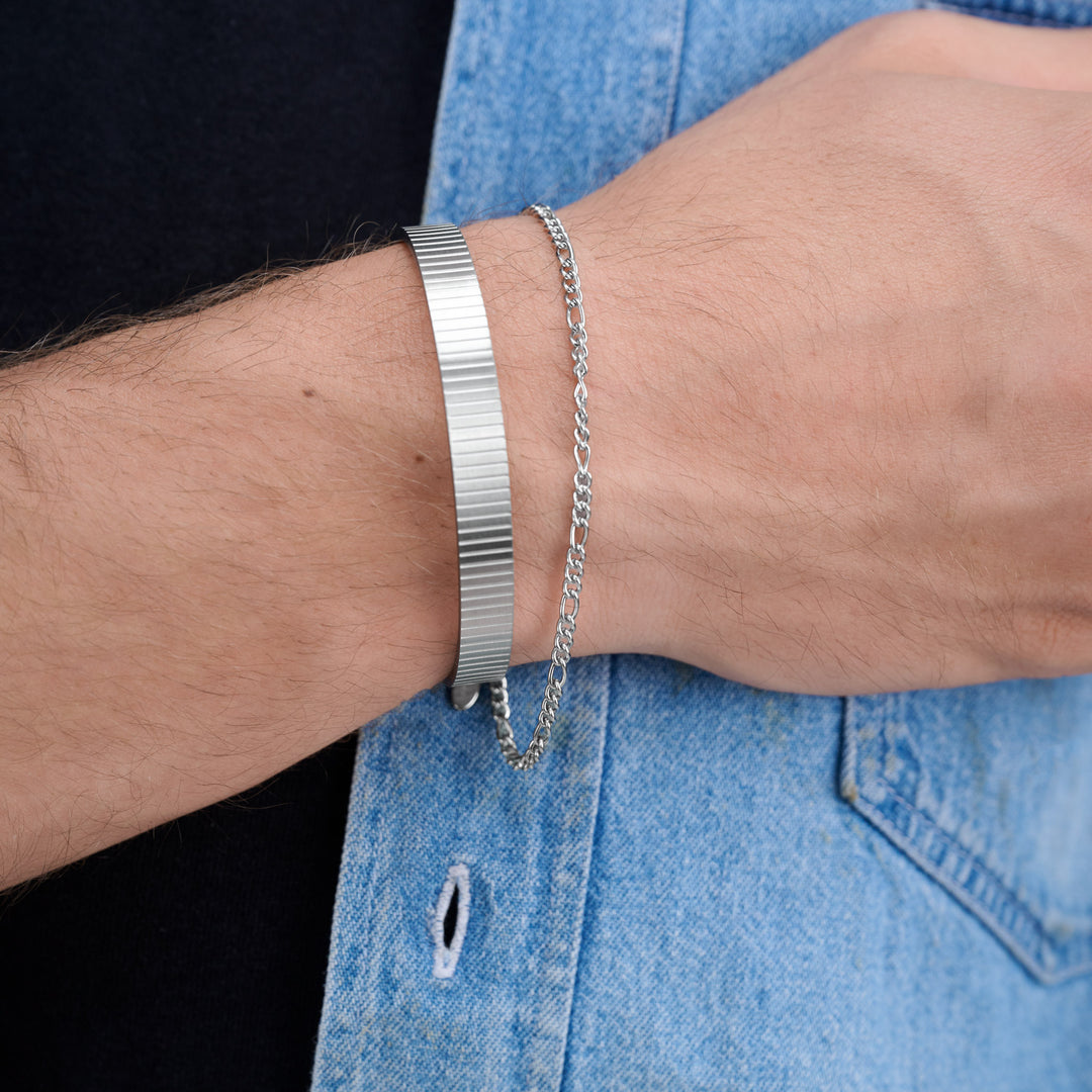 Tage - Bracelet Jonc Cannelé en Acier Inoxydable