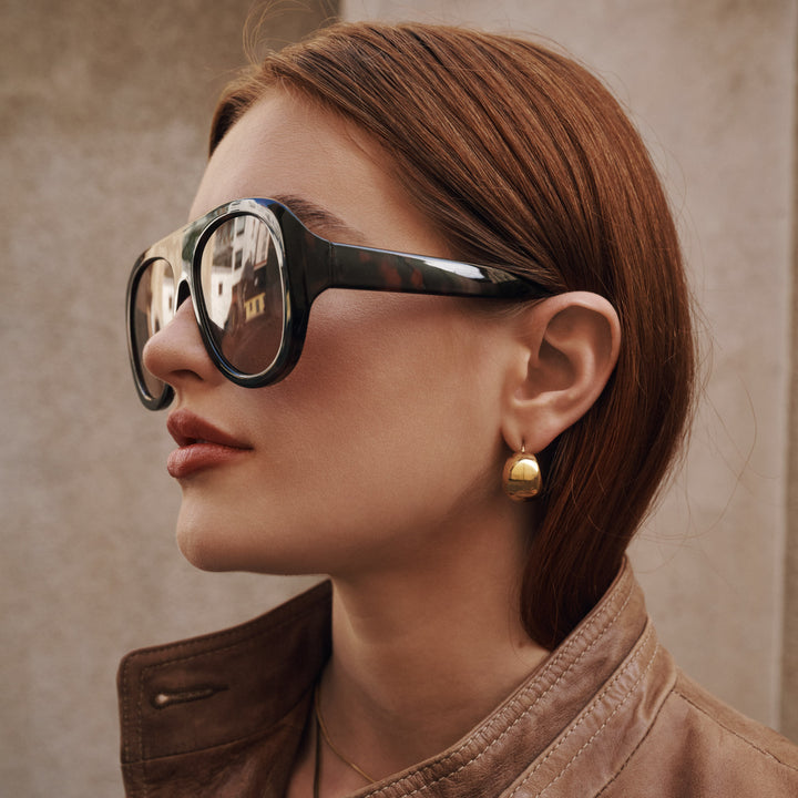 Selena - Orecchini a bottone Chunky in acciaio inossidabile