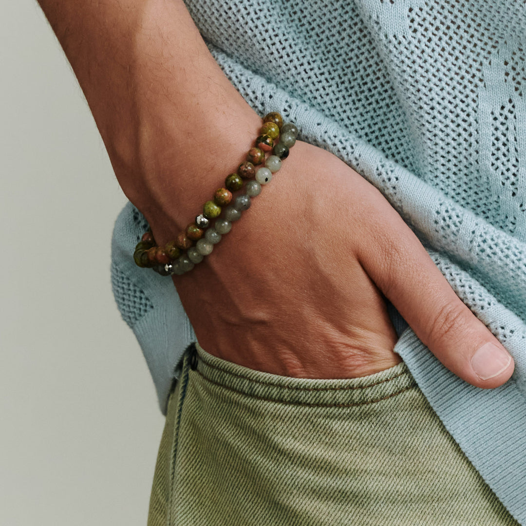 Erik - Steinperlenarmband Edelstahl