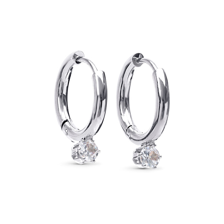 Oline - Crystal Hoop Earrings Stainless Steel
