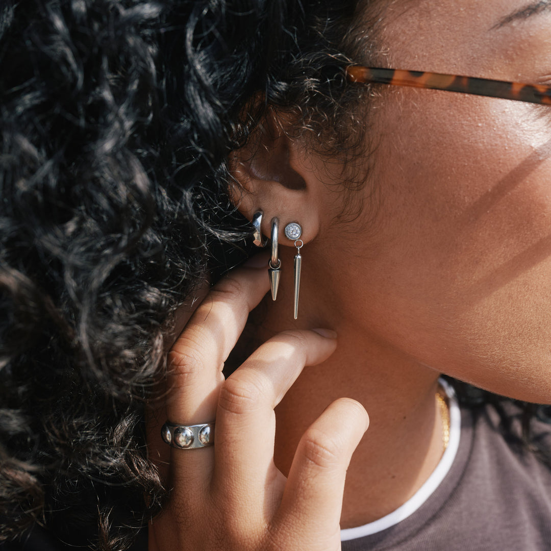 Pim - Boucles d'oreilles à cerceau avec pointes en acier inoxydable
