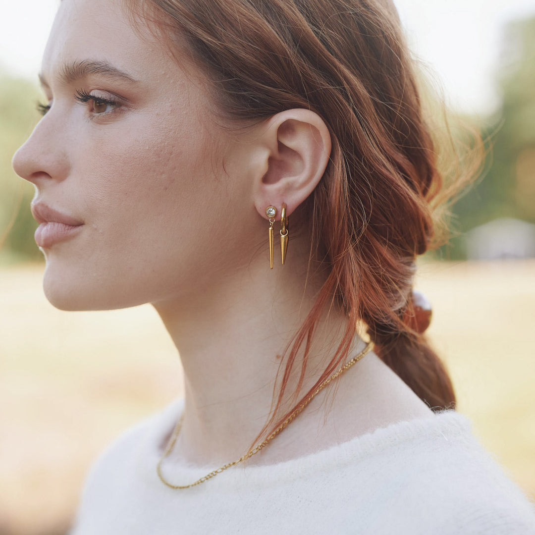Pim - Boucles d'oreilles à cerceau avec pointes en acier inoxydable