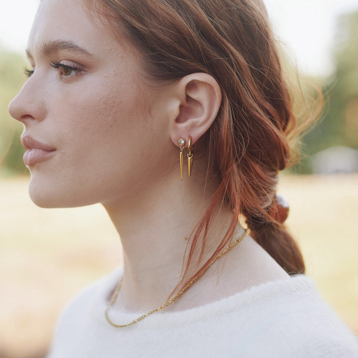 Pim - Boucles d'oreilles à cerceau avec pointes en acier inoxydable