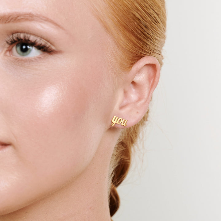 Ina - Boucles d'oreilles clous Love You en acier inoxydable