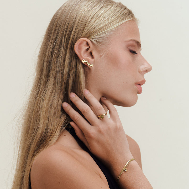 Ina - Boucles d'oreilles clous Love You en acier inoxydable