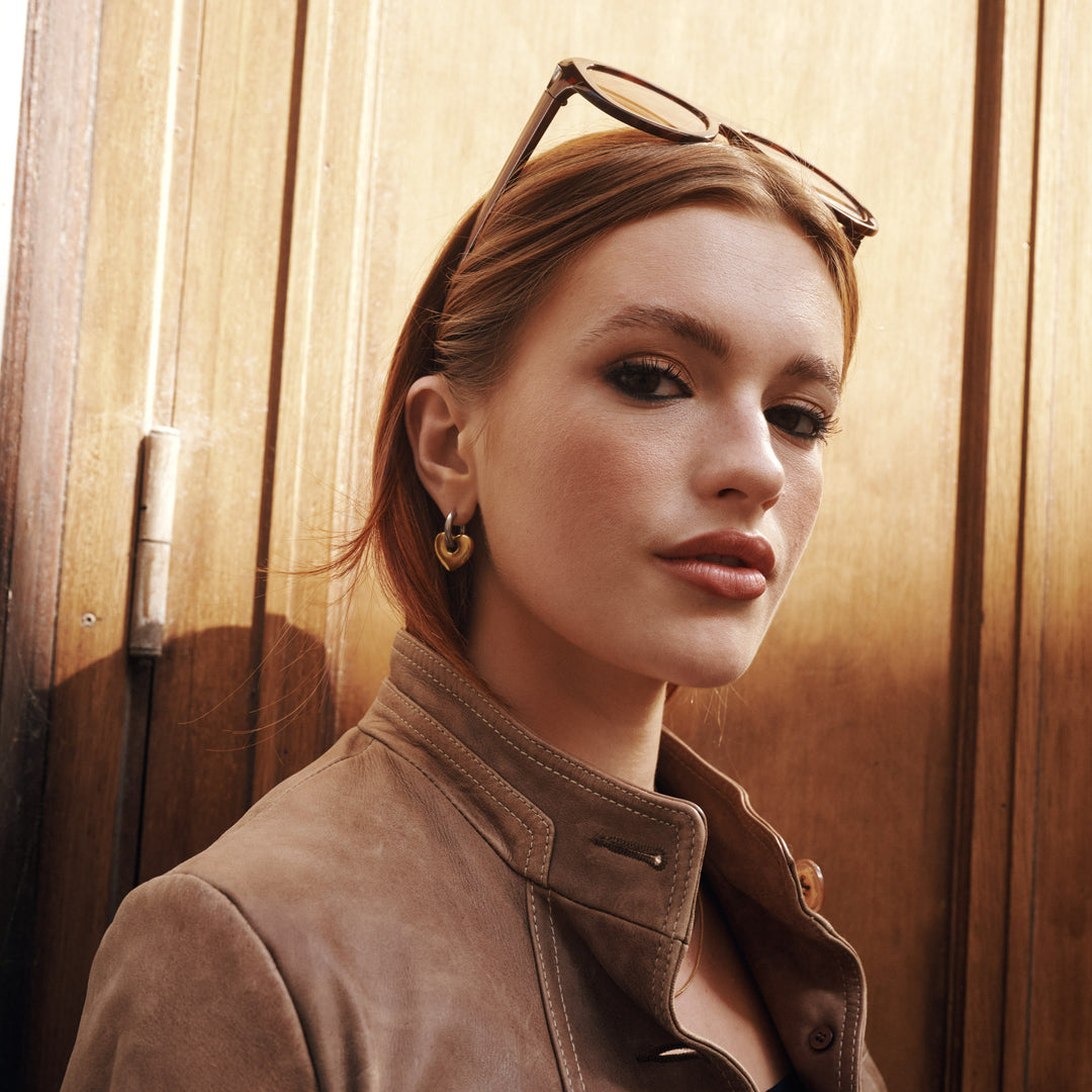 Sadie - Orecchini a cerchio a forma di cuore in acciaio inossidabile