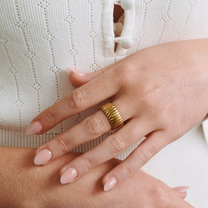 Nova - Bague côtelée en acier inoxydable