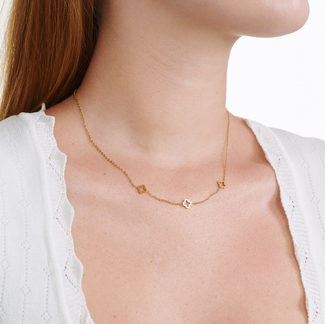 Jenna - Klee Halskette Edelstahl