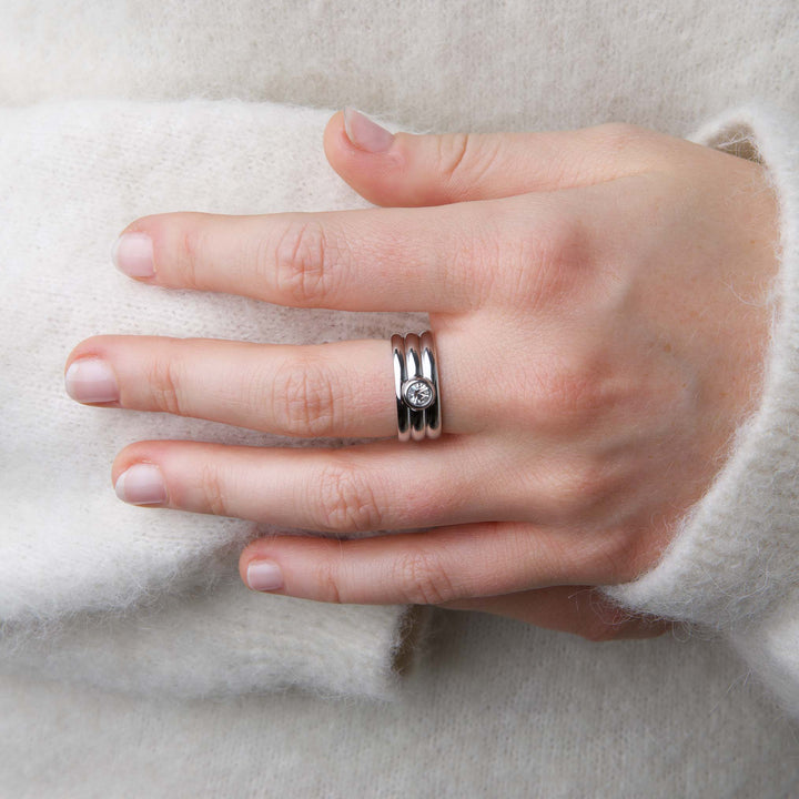 Jane - Bague en cristal en acier inoxydable