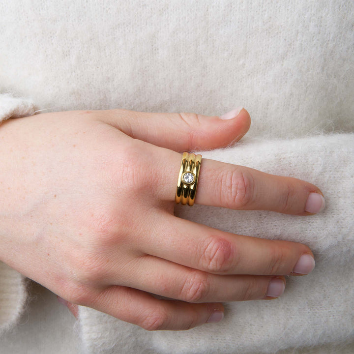 Jane - Bague en cristal en acier inoxydable