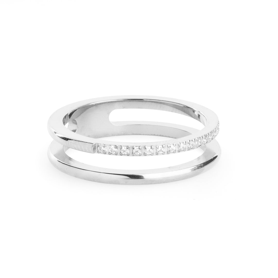 Melissa - Bague Duo Cristal en Acier Inoxydable