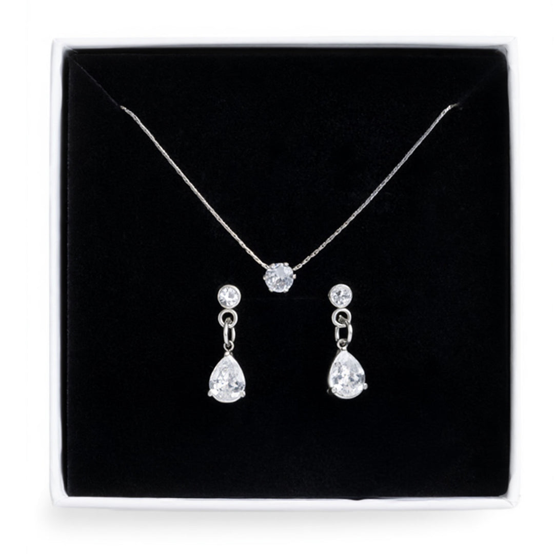 Crystal Necklace &amp; Earrings Set in Stainless Steel | Timi of Sweden