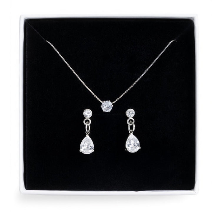 Crystal Necklace &amp; Earrings Set in Stainless Steel | Timi of Sweden
