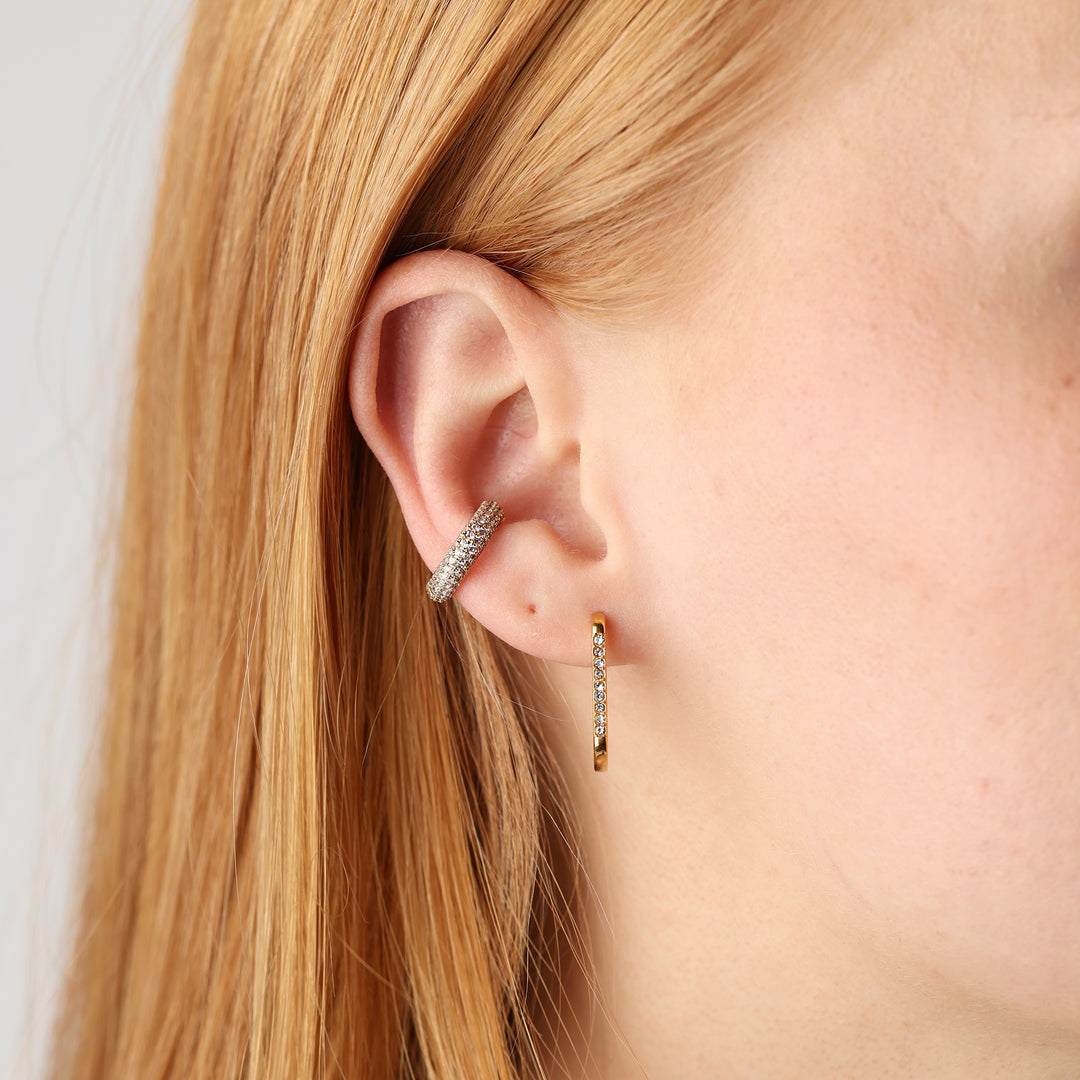 Solina - Manchette d'oreille en acier inoxydable avec cristal