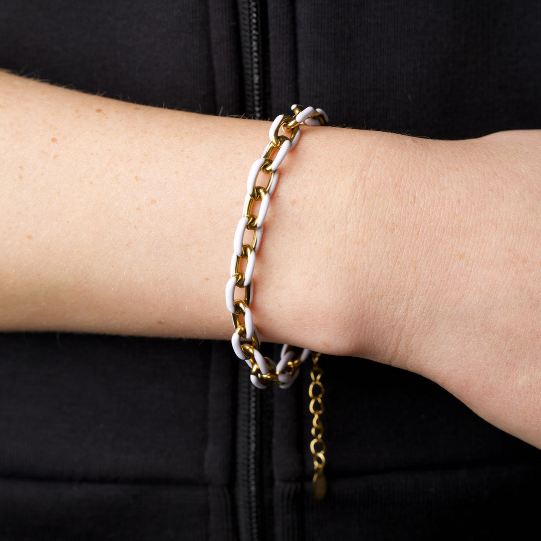 Ines - Buntes Gliederarmband aus Edelstahl