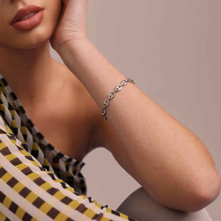 Amie - Bracciale a catena a maglie in acciaio inox