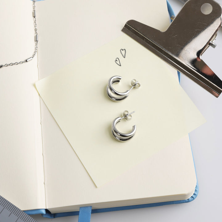 Heylin - Doppelreif-Ohrringe aus Edelstahl