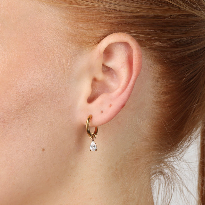 Elle - Orecchini a cerchio in cristallo in acciaio inossidabile