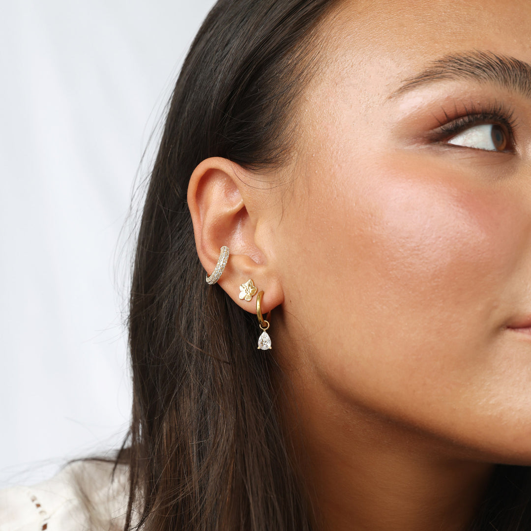 Elle - Orecchini a cerchio in cristallo in acciaio inossidabile