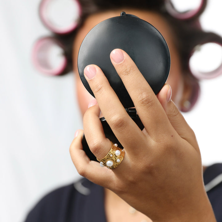 Kerstin - Hammerschlag-Perlenring Edelstahl