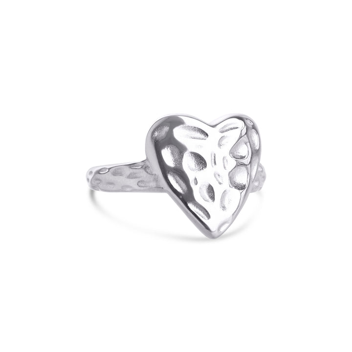 Lovi - Ring mit gehämmertem Herz aus Edelstahl