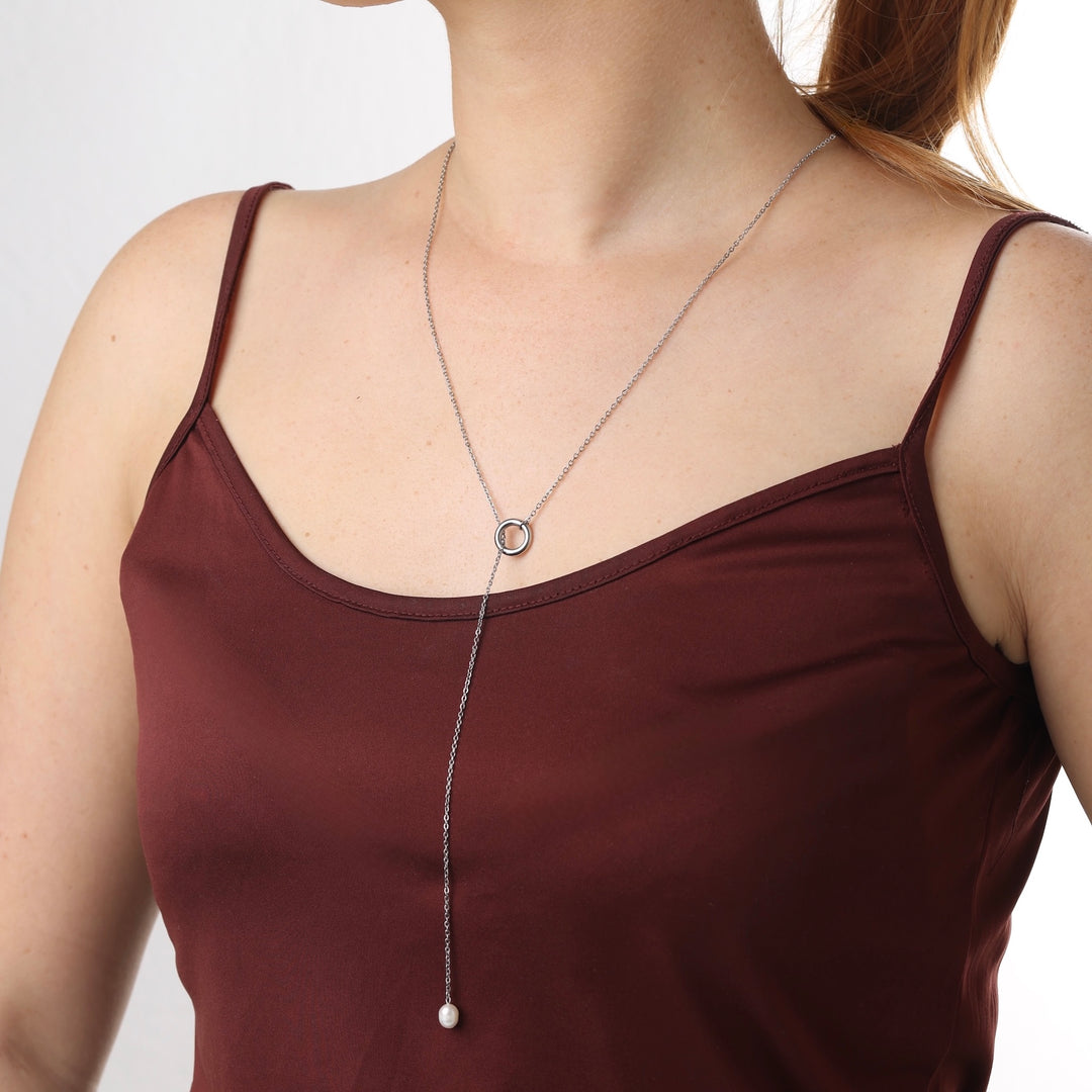 Boel - Lariat-Perlenkette aus Edelstahl