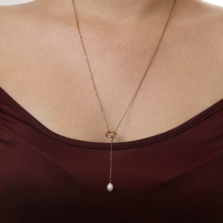 Boel - Lariat-Perlenkette aus Edelstahl