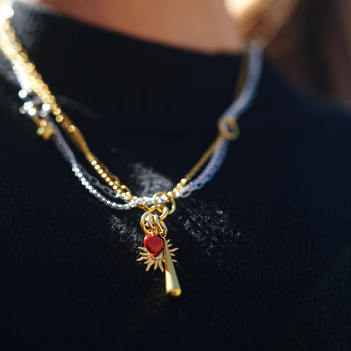 Onyx - Collier à chaînes superposées en acier inoxydable