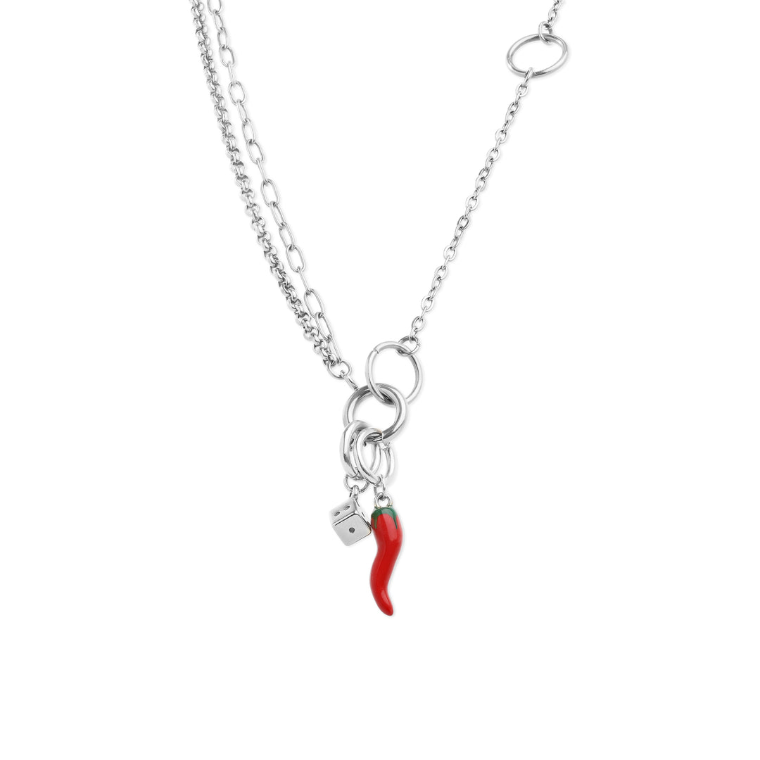 Onyx - Collier à chaînes superposées en acier inoxydable