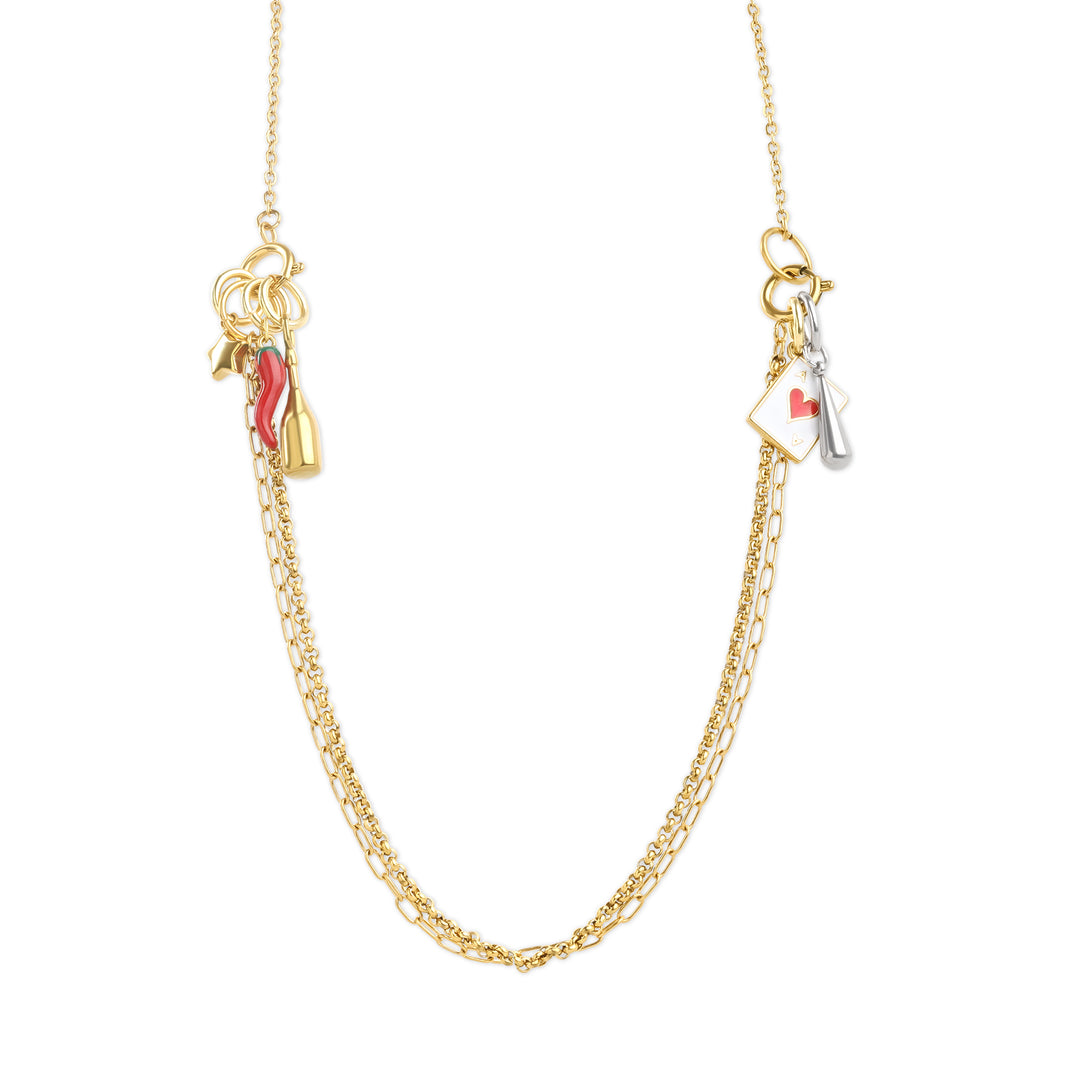 Onyx - Collier à chaînes superposées en acier inoxydable