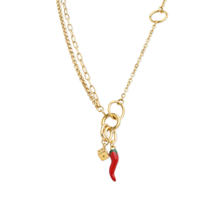 Onyx - Collier à chaînes superposées en acier inoxydable