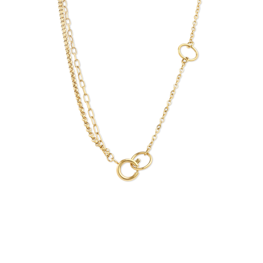 Onyx - Collier à chaînes superposées en acier inoxydable