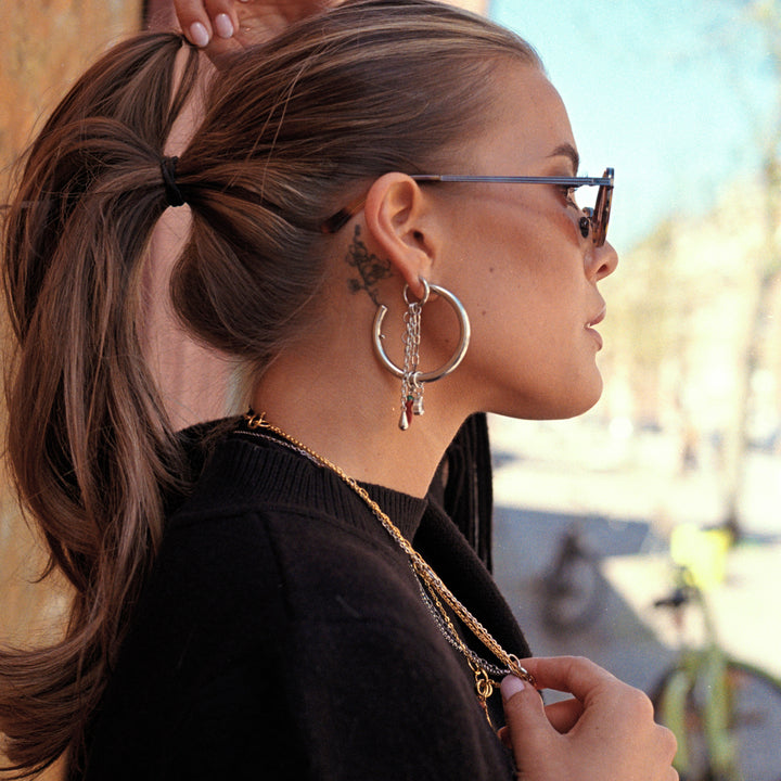 Peg - Boucles d'oreilles clous Hoops élégantes en acier inoxydable