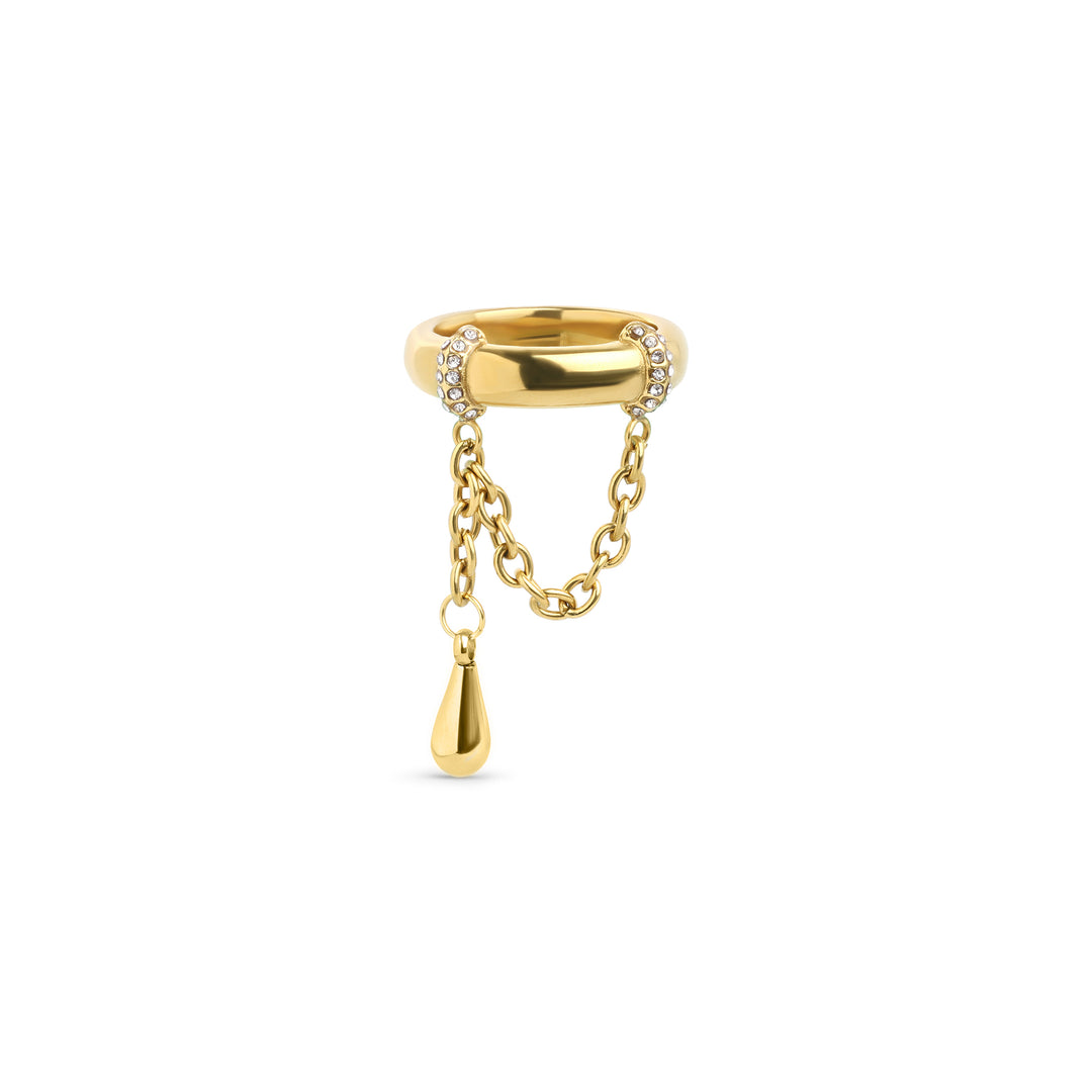 Pluie - Bague chaîne en acier inoxydable