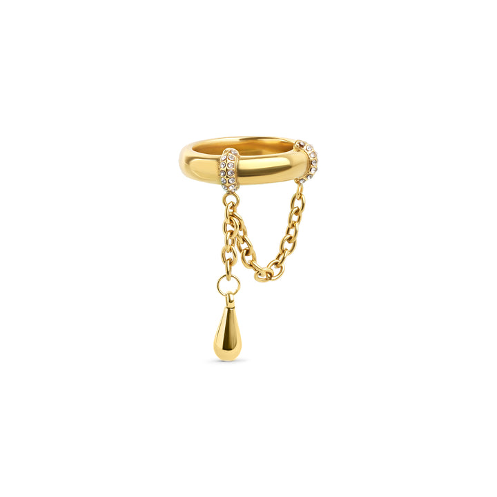 Pluie - Bague chaîne en acier inoxydable