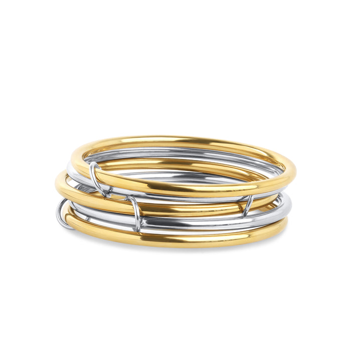 Rory - Lot de 5 bracelets jonc empilés en acier inoxydable