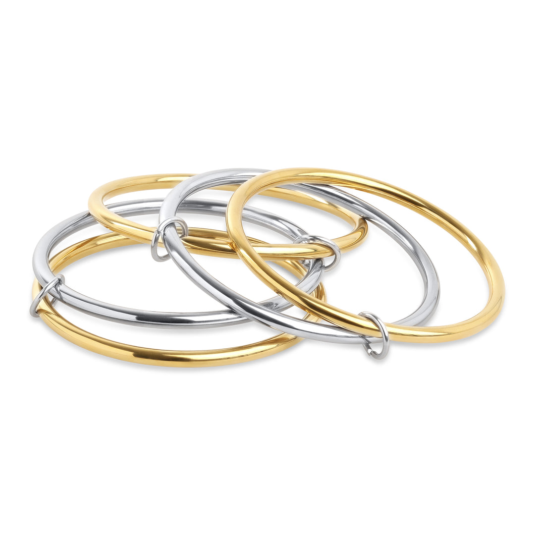 Rory - Lot de 5 bracelets jonc empilés en acier inoxydable